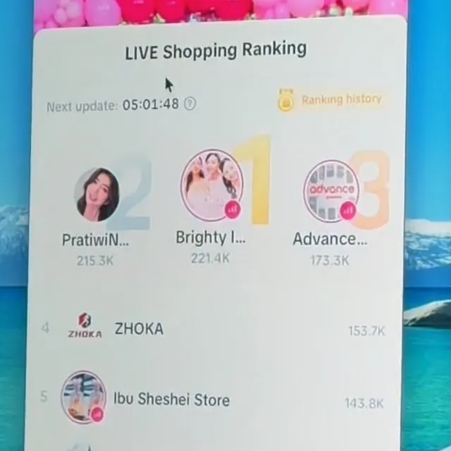 Brighty Indonesia di peringkat 1 LIVE Shopping Ranking TikTok Shop